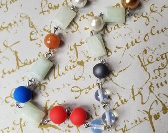 Pearls of Christ, Wreath of Christ, Lutheran prayer beads, prayer aid, silver toned, stainless steel, loop style, glass pearls, Jade beads