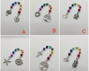 Unitarian Universalist prayer beads, 7 Principles of UU, prayer aid, rainbow prayer strand, UU chaplet, chakra colors, chakra healing, 8mm