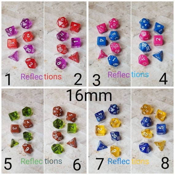 Reflections dnd dice, curated set, polyhedral dice, DnD dice set, RPG dice, D and D dice, gaming dice, set of 7 dice, hand picked sets