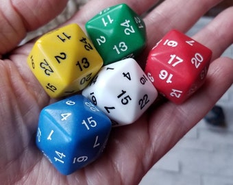 One d24 die, individual extra dnd dice, d24 polyhedral dice, dnd dice, gaming dice, large d24 dice, individual d24 rpg die