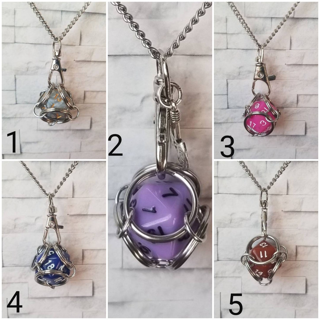 Captive Dice Jewelry, Removable D20 Necklace, Dice Jail Necklace, Dnd