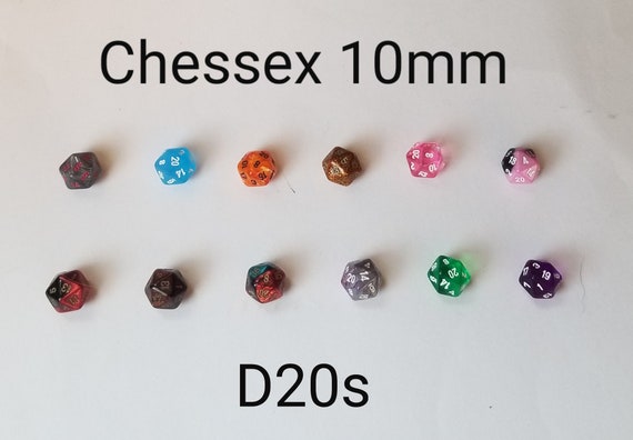 ONE Chessex D20  10mm die, single  d20, Chessex mini dice, 10mm mini dice, 12 different colors, mini d20 dice
