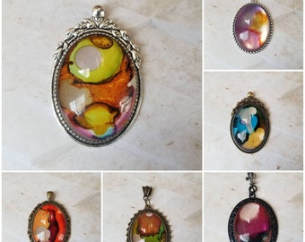 Alcohol ink art jewelry, alcohol ink pendant, alcohol ink on glass, original art jewelry, alcohol ink pendant, alcohol ink necklace