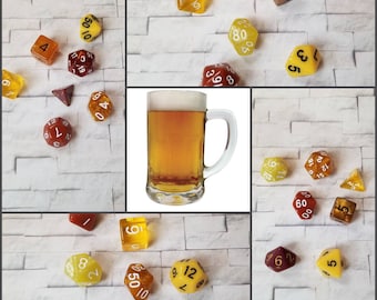Beer 16mm dnd dice sets, brew dnd dice sets, themed hand picked dnd dice, curated set, polyhedral dice, D and D dice, gaming dice, set of 7