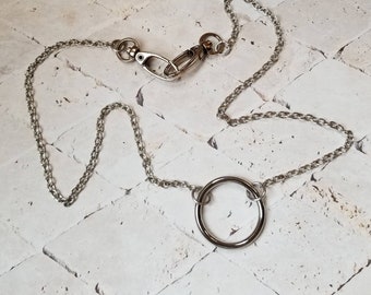 BDSM day collar, discreet day collar, symbolic jewelry, BDSM collar, submissive collar, silver metal, O ring necklace, O ring day collar