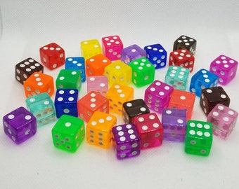 One extra 16mm d6 dnd die, translucent  polyhedral gaming dice, DnD dice, RPG dice, spare dice, spare d6 dice, random dice, square edge,