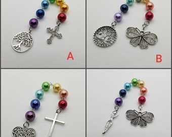 Unitarian Universalist prayer beads, 7 Principles of UU, prayer aid, rainbow prayer strand, UU chaplet, chakra colors, 12mm beads