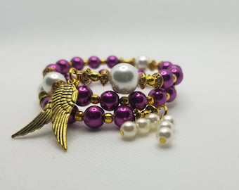 Unitarian Universalist prayer beads, UU prayer bracelet, memory wire bracelet, wrap bracelet, multi-loop bracelet, beaded bracelet, prayer