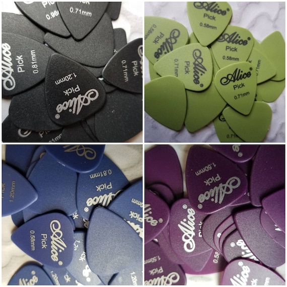 Destash guitar picks, guitar plectrums, Alice solid guitar picks, matte finish, x 20, choice of four colors, destash Alice guitar picks