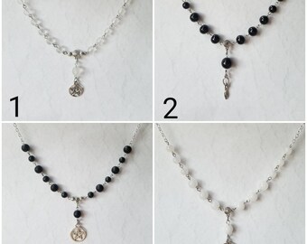 13 moons necklace, 13 moons jewelry, Moon phase necklace, pagan moon necklace, silver toned, Goddess jewelry, prayer beads, Sabbat necklace
