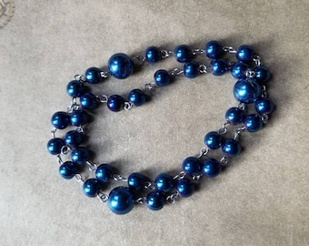 Orthodox prayer beads, Orthodox Chotki, stainless steel, Chotki, Komboskini, hand-wired, blue Hematite beads, blue glass pearls