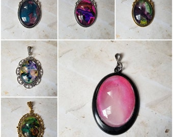 Alcohol ink art jewelry, alcohol ink pendant, alcohol ink on glass, original art jewelry, alcohol ink pendant, alcohol ink necklace