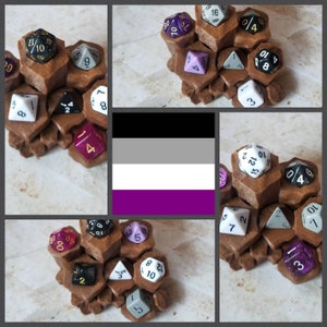 Drapeau asexué ou demisexuel 16mm dés dnd, choisi à la main, ensemble de dés de jeu polyédriques, jeu de dés DnD, dés RPG, dés LGBTQ