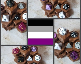 Asexual or Demisexual flag 16mm dnd dice, hand chosen, curated set of polyhedral gaming dice, DnD dice set, RPG dice, LGBTQ dice