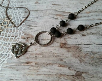 O ring day collar, black rubberized  beads, discreet day collar, symbolic jewelry, BDSM collar, submissive collar, silver, O ring necklace