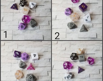 Gray Asexual flag 16mm dnd dice, hand chosen, curated set of polyhedral gaming dice, DnD dice set, RPG dice, LGBTQ dice, Gray ace dice