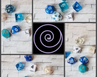Sets of 7 Air 16mm dnd dice, polyhedral gaming dice, DnD dice set, RPG dice, D and D dice, gaming dice, curated sets, elemental dice set