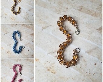 Captive bead bracelet, captured pearl jewelry, chain maille bracelet, captive pearl bracelet, caged bead bracelet, aluminum jump rings