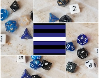 Leather or BDSM flag 16mm dnd dice, hand chosen, curated set of polyhedral gaming dice, DnD dice set, RPG dice, LGBTQ dice
