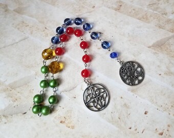 Yule prayer beads, pagan prayer beads, witch prayer beads, stainless pins, Sabbat prayer beads, elemental prayer beads, Malay Jade beads