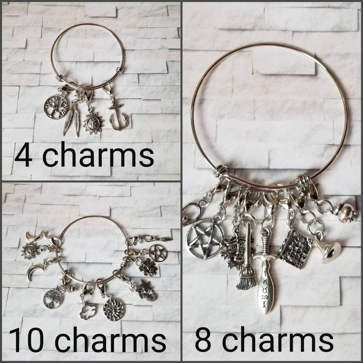 Pagan Travel Altar Bangle Witch Bangle Elemental Charm - Etsy
