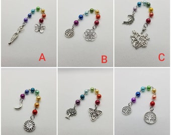 Unitarian Universalist prayer beads, 7 Principles of UU, prayer aid, rainbow prayer strand, UU chaplet, chakra colors, chakra healing, 8mm