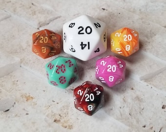 White and black 31mm Mega Titan d20, dnd dice, oversized d20, large sized d20, dnd d20, dnd dice, ttrpg dice, 31mm large dnd d20