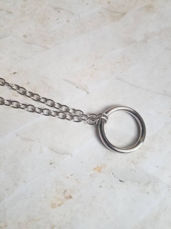 BDSM day collar, discreet day collar, symbolic jewelry, BDSM collar, submissive collar, silver metal, O ring necklace, O ring day collar