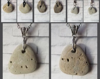Hag stone necklace, holey stone pendant, adder stone, Odin's stone, hex stone, witch stone, Lake Michigan hag stone, fairie stone jewelry