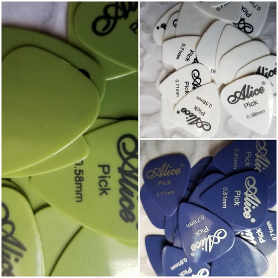 Destash guitar picks, destash plectrums, glossy finish, Alice brand guitar pics, picks x 20, choice of three colors, destash Alice picks