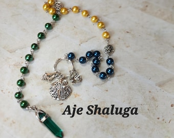 Aje Shalug-gebedkralen, Yoruban Orisha-gebedkralen, met de hand bedraad, prachtige kralen, zilverkleurige bedels,