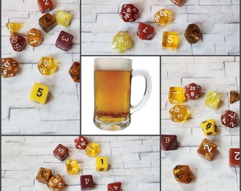Beer 16mm dnd dice sets, set of 11, beer dnd dice sets, themed hand picked dnd dice, curated set, polyhedral dice, D and D dice, gaming dice