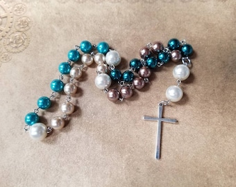 Anglican prayer beads, Methodist rosary, Protestant prayer beads, Episcopal rosary, stainless steel, Summer colors, Ocean themed, nautical