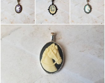 Unicorn cameo pendant, pegasus cameo pendant, horse cameo pendant, fantasy cameo jewelry, unicorn cameo, pegasus cameo, unique gift idea