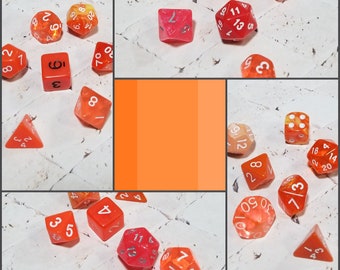 Sets of 7 orange 16mm dnd dice, polyhedral gaming dice, DnD dice set, RPG dice, DnD dice, D and D dice, gaming dice, curated sets