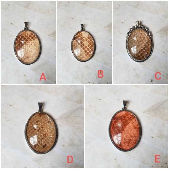 Snake shed jewelry, snake shed pendant, snakeskin necklace, cruelty free snake sheds, Boa Constrictor shed jewelry, Boa shed skin pendant