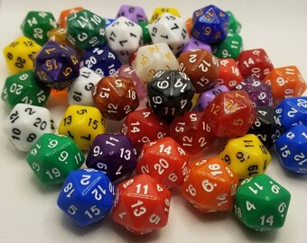 ONE individual d20 dnd die, single polyhedral gaming die, DnD dice, RPG dice, D and D dice, spare die, spare d20 dice, single random die