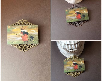 Witch brooch, witch pin, witch on broom, witch with cat, Wiccan brooch, Wiccan jewelry, pagan jewelry, LARP pin, witches familiar, 3 choices