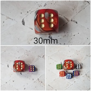 30mm Chessex Gemini Orange and Steel with Gold pips, Chessex 30mm die, Gemini orange and steel, mega titan d6, dnd dice, extra d6 dice,