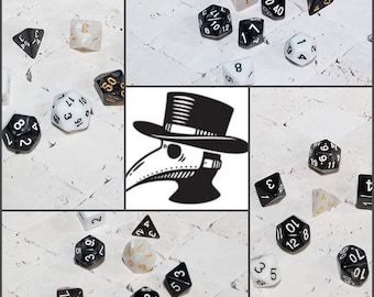 Plague Doctor 16mm dnd dice sets, dnd dice sets, themed hand picked dnd dice, curated set, polyhedral dice, D and D dice, gaming dice