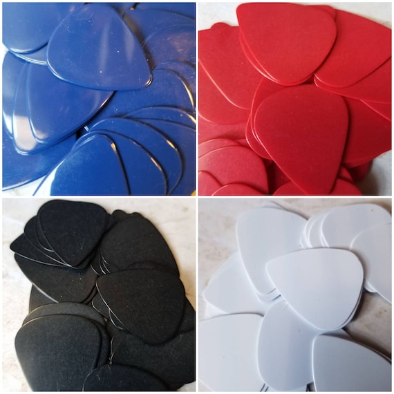 Destash, guitar picks, plectrums, solid generic guitar picks in black red, blue, or white x 25, choice of four colors, glossy finish