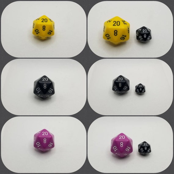 Jumbo d20, 34mm d20, dnd dice, oversized d20, jumbo sized d20, dnd d20, dnd dice, ttrpg dice