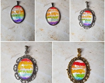 Alcohol ink art jewelry, alcohol ink pendant, alcohol ink on glass, original art jewelry, alcohol ink rainbow, alcohol ink necklace, LGBTQ
