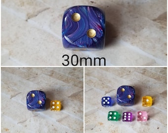 Mega Titan 30mm d6, multicolored 30mm d6, oversized d6, extra large sized d6, dnd d6, dnd dice, rpg dice, massive d6 dice, X large d6,