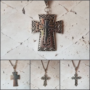 Cross pendant, cross necklace, cross jewelry, Christian jewelry, large silver-toned metal cross, silver toned cross, stainless steel chain