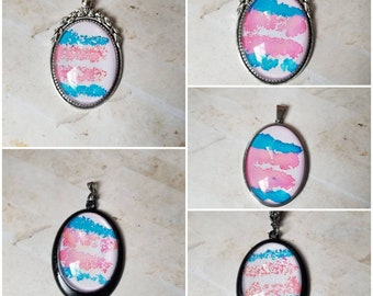 Alcohol ink art jewelry, alcohol ink pendant, alcohol ink on glass, original art jewelry, Transgender necklace, alcohol ink necklace, LGBTQ