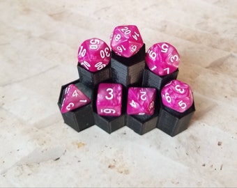 Pearl mauve 16mm dnd dice with white numbers, polyhedral gaming dice, DnD dice set, RPG dice, D and D, gaming dice, set of 7 DnD dice
