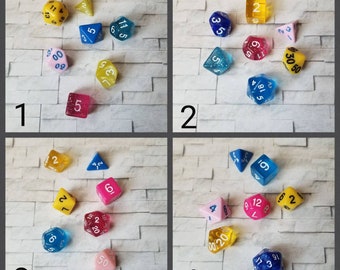 Pansexual flag 16mm dnd dice, hand chosen, curated set of polyhedral gaming dice, DnD dice set, RPG dice, LGBTQ dice