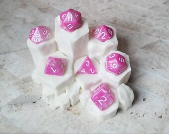 Pearl swirly pink 16mm dnd dice, polyhedral gaming dice, DnD dice set, RPG dice, D and D, gaming dice, set of 7 DnD dice