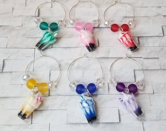 Wine charms x 6, glass markers, wine charms, cup charms, bottle charms, wine glass charms, beverage markers, ice cream Sundae wine charms